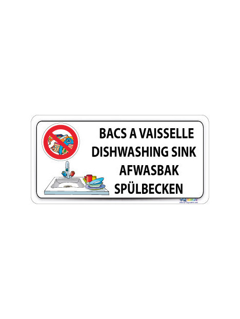 Bac à vaisselle en 4 langues - Lavage de linge interdit