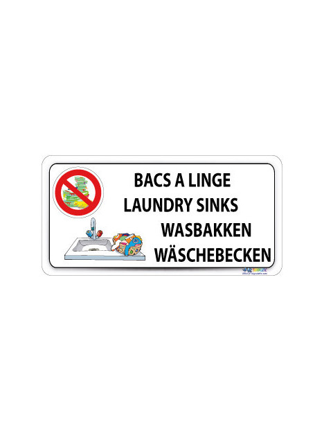 Bac à linge en 4 langues - Lavage vaisselle interdit