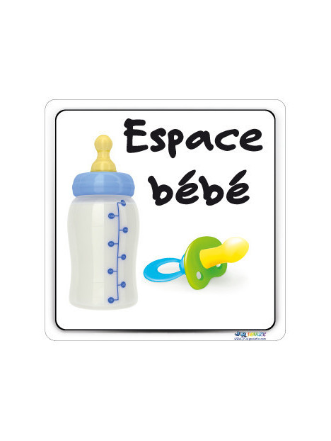 Plaque avec texte Espace bébé et image biberon