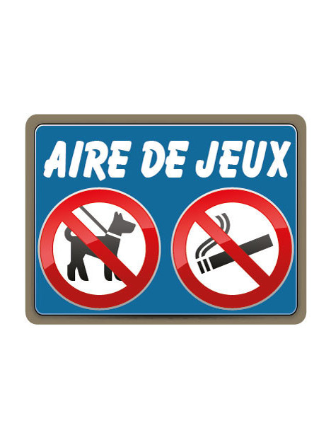 Panneau chien et fumer interdit sur l'aire de jeux - Bleu