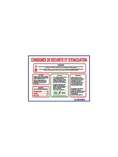Consignes de sécurité et d'évacuation Fr/An