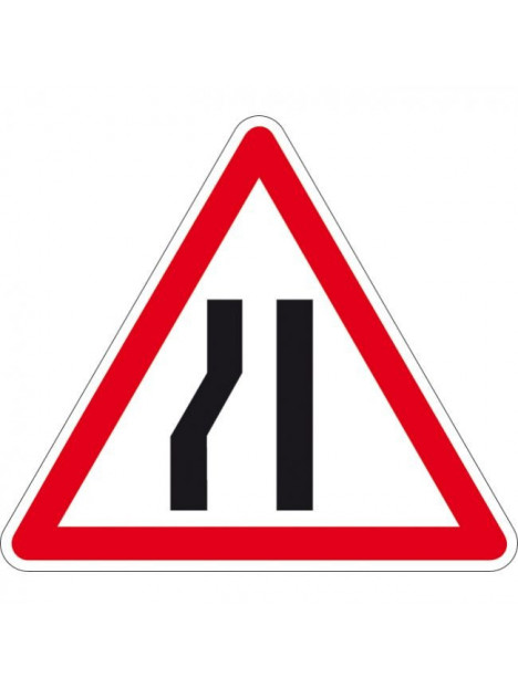 Panneau A3b "chaussée rétrécie par la gauche"