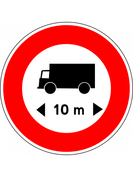 B10a* "Accès interdit aux véhicules ou ensembles de véhicules ayant une longueur supérieure à la longueur indiquée"