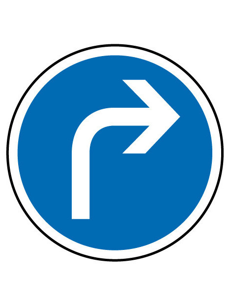 B21c1 "Direction obligatoire à la prochaine intersection : à droite"