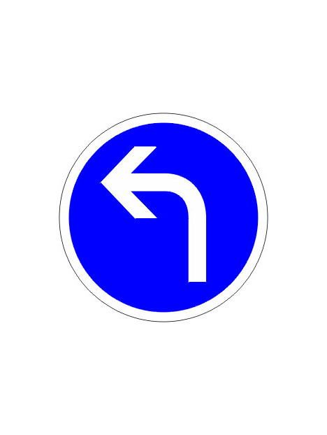 B21c2 "Direction obligatoire à la prochaine intersection : à gauche"