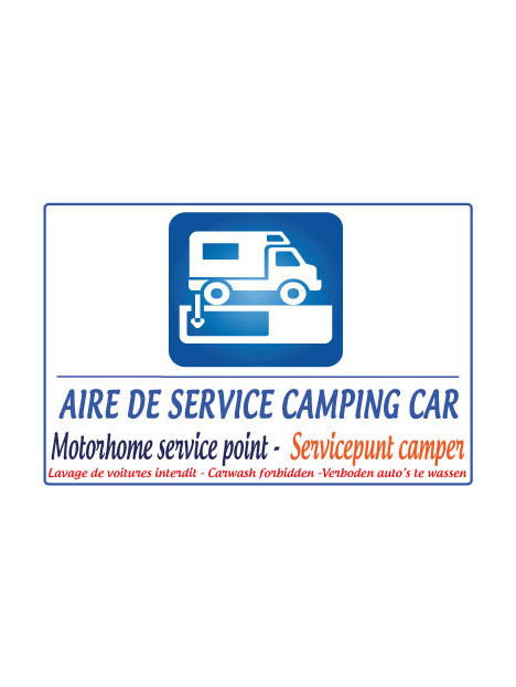 Panneau Aire de service camping car - Lavage interdit en 3 langues